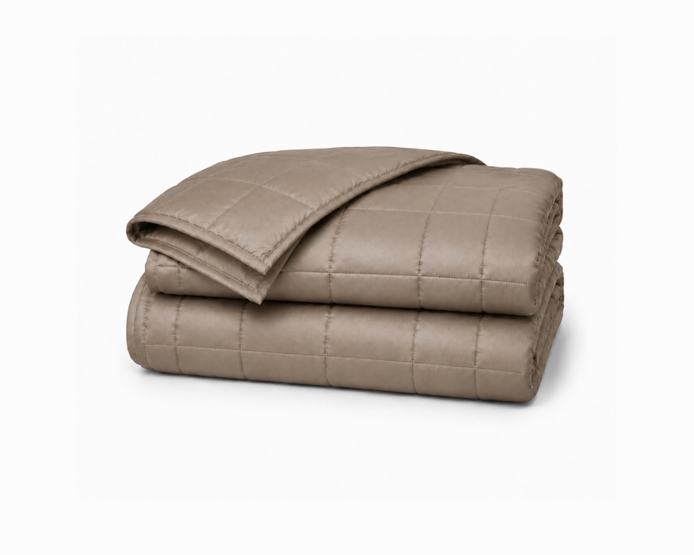 Beige Tencel Weighted Blanket by MysaSleep - Hero View