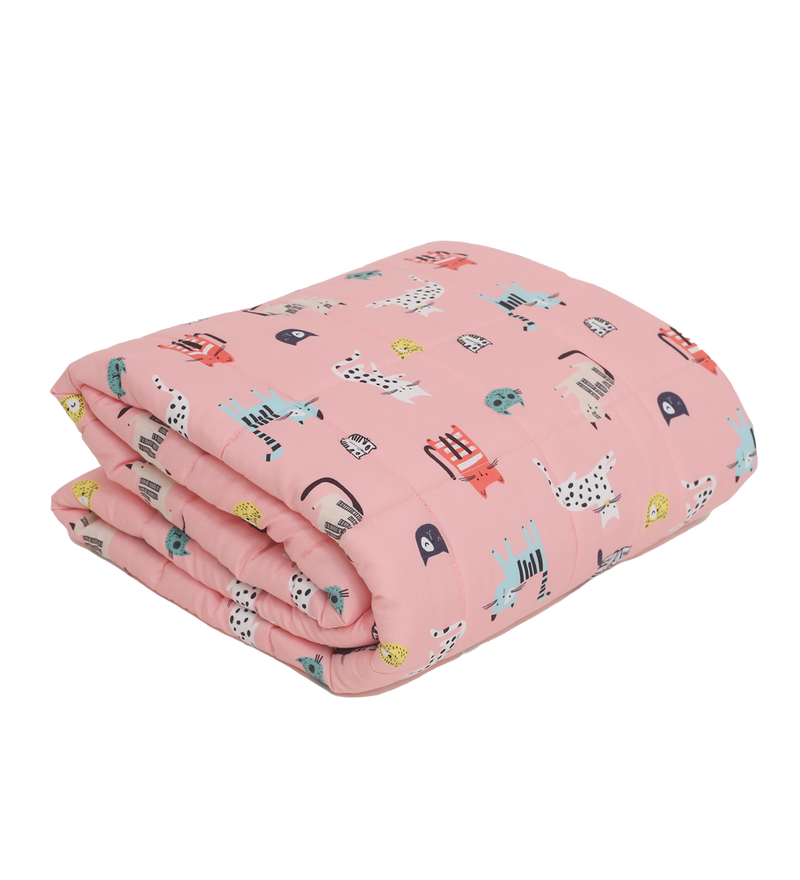Pink Cat Prints - Microfiber Weighted Blanket for kids